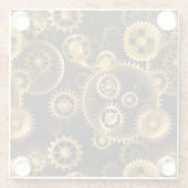 Naadloze Steampunk Brass Gears Glazen Onderzetter (Achterkant)
