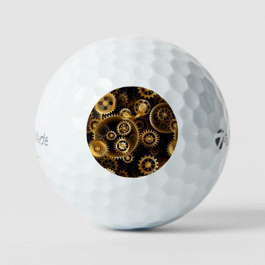 Naadloze Steampunk Brass Gears Golfballen (Voorkant)