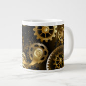 Naadloze Steampunk Brass Gears Grote Koffiekop (Voorkant rechts)