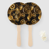 Naadloze Steampunk Brass Gears Handwaaier (Voorkant en achterkant)