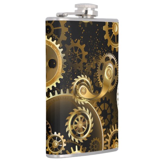 Naadloze Steampunk Brass Gears Heupfles (Rechts)