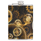 Naadloze Steampunk Brass Gears Heupfles (Voorkant)