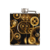 Naadloze Steampunk Brass Gears Heupfles (Achterkant)