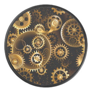 Naadloze Steampunk Brass Gears Hockey Puck