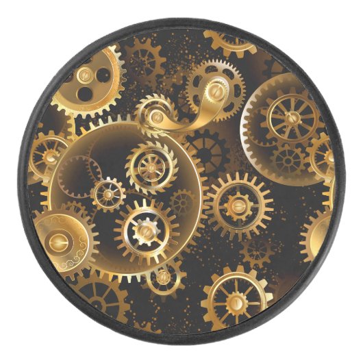 Naadloze Steampunk Brass Gears Hockey Puck (Voorkant)