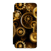 Naadloze Steampunk Brass Gears Incipio iPhone Portemonnee Hoesje (Voorkant Agenda)