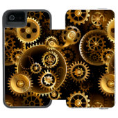 Naadloze Steampunk Brass Gears Incipio iPhone Portemonnee Hoesje (Agenda Open)