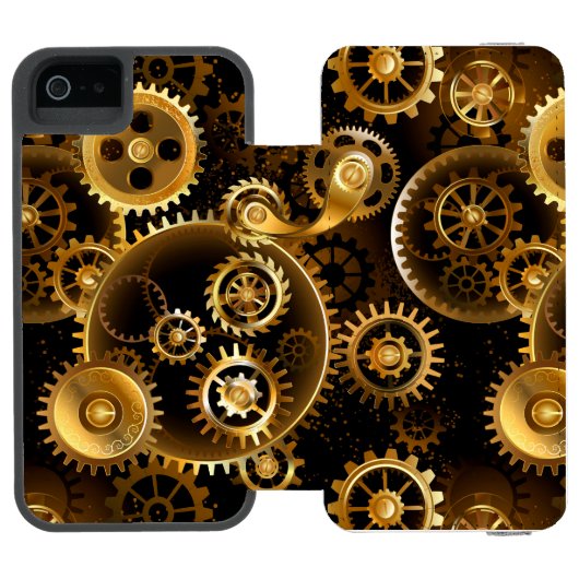 Naadloze Steampunk Brass Gears Incipio iPhone Portemonnee Hoesje (Agenda Open)