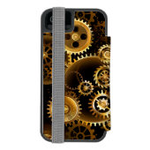 Naadloze Steampunk Brass Gears Incipio iPhone Portemonnee Hoesje (Agenda Achterkant)