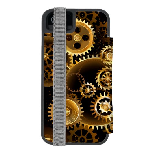 Naadloze Steampunk Brass Gears Incipio iPhone Portemonnee Hoesje (Agenda Achterkant)