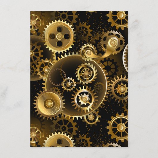 Naadloze Steampunk Brass Gears Informatiekaartje (Voorkant)