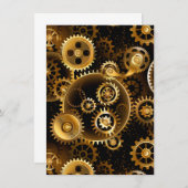 Naadloze Steampunk Brass Gears Informatiekaartje (Voorkant / Achterkant)