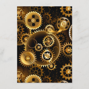 Naadloze Steampunk Brass Gears Informatiekaartje