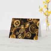 Naadloze Steampunk Brass Gears Kaart (Gele Bloem)