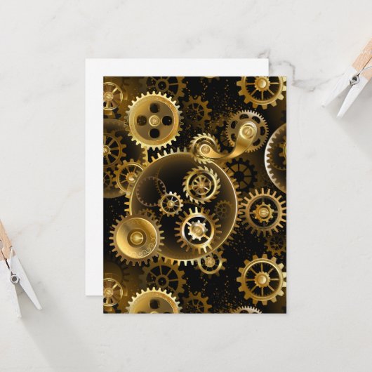 Naadloze Steampunk Brass Gears Kaart (Voorkant / Achterkant in situ)