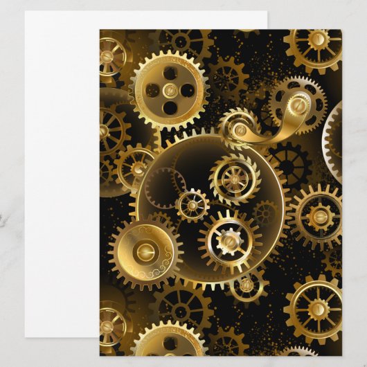 Naadloze Steampunk Brass Gears Kaart (Voorkant / Achterkant)