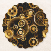 Naadloze Steampunk Brass Gears Kartonnen Onderzetters (Voorkant)