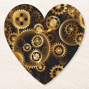 Naadloze Steampunk Brass Gears Kartonnen Onderzetters