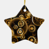 Naadloze Steampunk Brass Gears Keramisch Ornament (Achterkant)