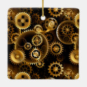 Naadloze Steampunk Brass Gears Keramisch Ornament (Achterkant)