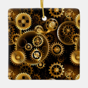 Naadloze Steampunk Brass Gears Keramisch Ornament