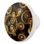 Naadloze Steampunk Brass Gears Keramische Knop (Rechts)