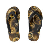 Naadloze Steampunk Brass Gears Kinder Teenslippers (Voetbed)