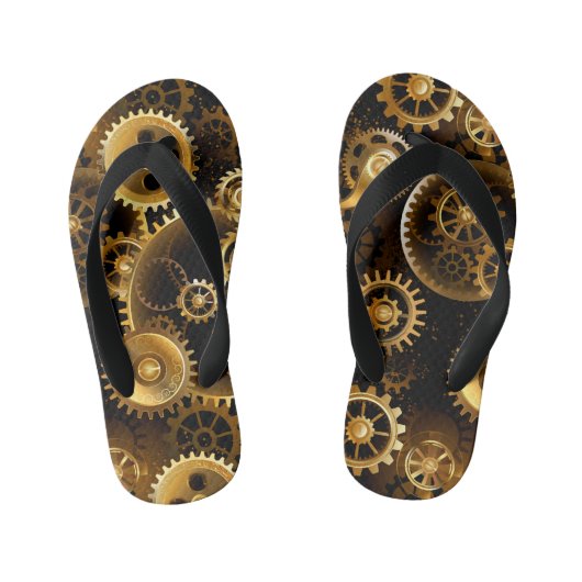 Naadloze Steampunk Brass Gears Kinder Teenslippers (Voetbed)
