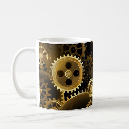 Naadloze Steampunk Brass Gears Koffiemok (Links)