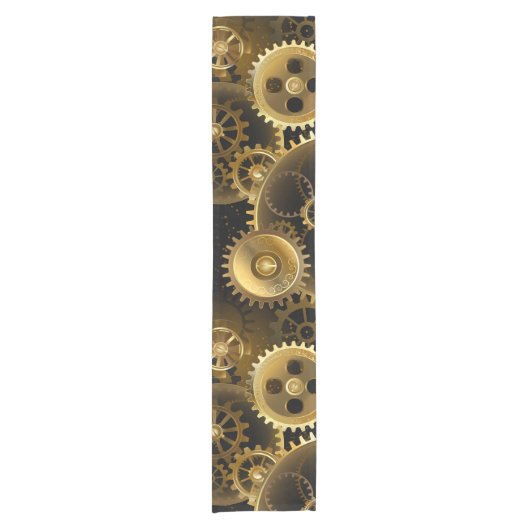 Naadloze Steampunk Brass Gears Korte Tafelloper (Voorkant)