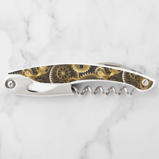 Naadloze Steampunk Brass Gears Kurkentrekker (Voorkant)