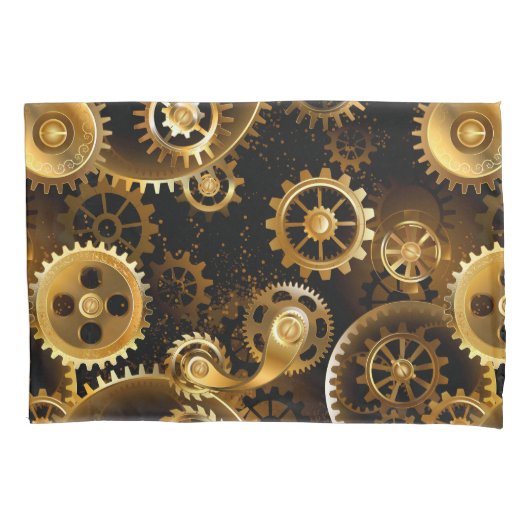 Naadloze Steampunk Brass Gears Kussensloop (Voorkant)