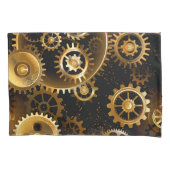 Naadloze Steampunk Brass Gears Kussensloop (Voorkant-Links)