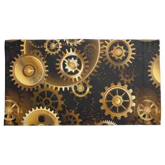 Naadloze Steampunk Brass Gears Kussensloop (Voorkant-Rechts)