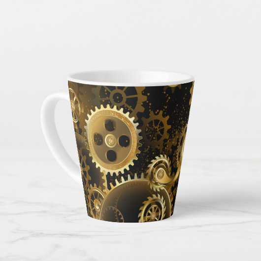 Naadloze Steampunk Brass Gears Latte Mok (Linkerhoek)