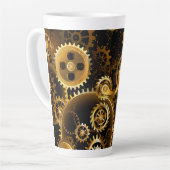 Naadloze Steampunk Brass Gears Latte Mok (Linkerhoek)