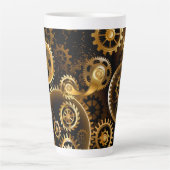 Naadloze Steampunk Brass Gears Latte Mok (Voorkant)