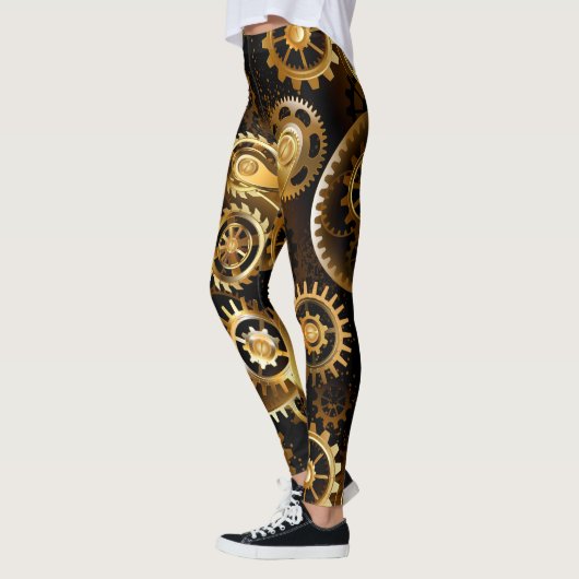 Naadloze Steampunk Brass Gears Leggings (Links)
