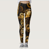 Naadloze Steampunk Brass Gears Leggings (Voorkant)