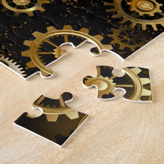 Naadloze Steampunk Brass Gears Legpuzzel (Zijkant)