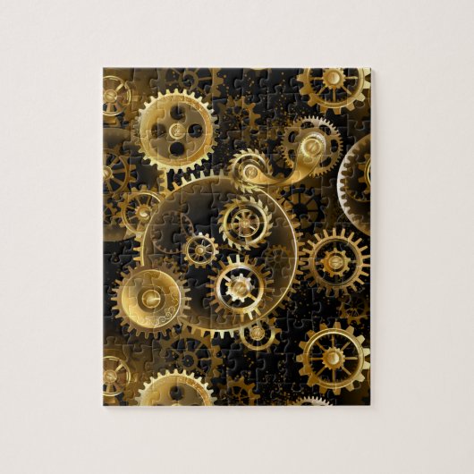 Naadloze Steampunk Brass Gears Legpuzzel (Verticaal)