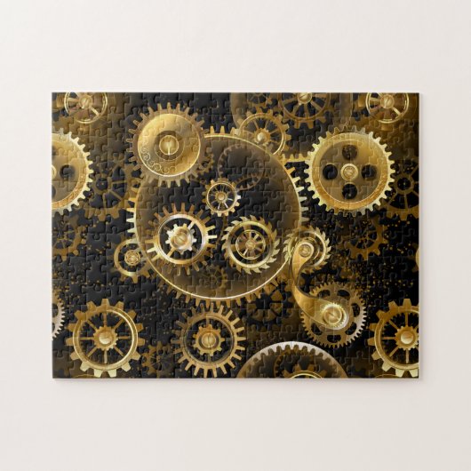 Naadloze Steampunk Brass Gears Legpuzzel (Horizontaal)