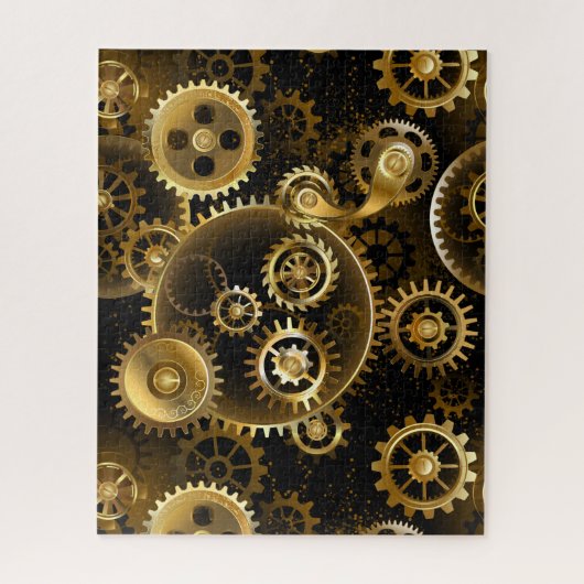 Naadloze Steampunk Brass Gears Legpuzzel (Verticaal)