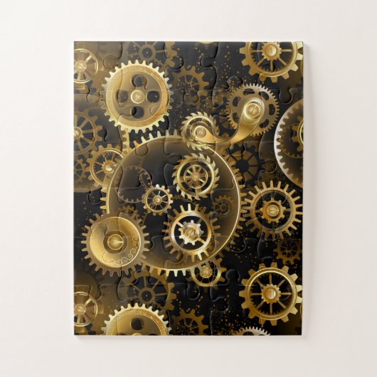 Naadloze Steampunk Brass Gears Legpuzzel (Verticaal)