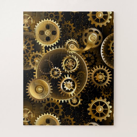 Naadloze Steampunk Brass Gears Legpuzzel (Verticaal)