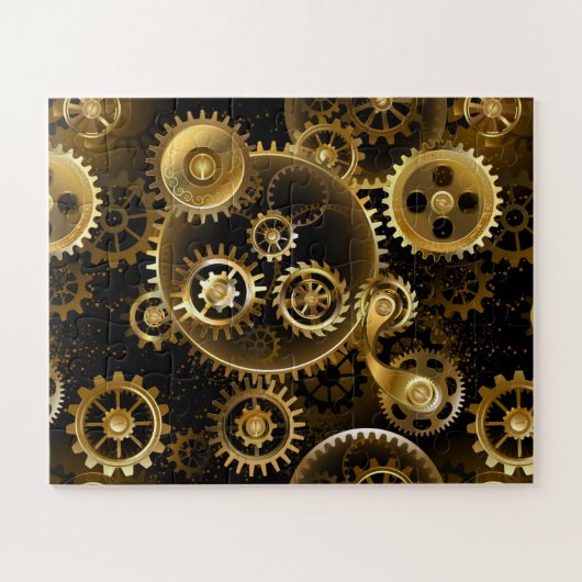 Naadloze Steampunk Brass Gears Legpuzzel (Horizontaal)