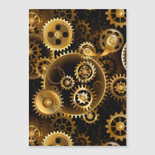 Naadloze Steampunk Brass Gears Magnetische Uitnodiging