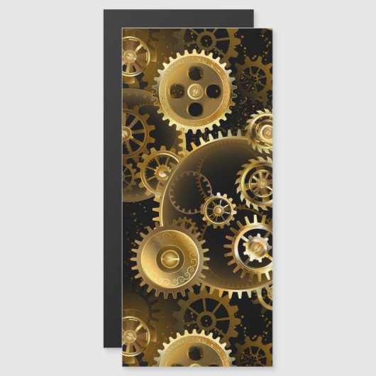 Naadloze Steampunk Brass Gears Magnetische Uitnodiging (Voorkant / Achterkant)