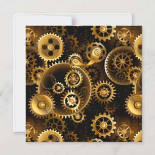 Naadloze Steampunk Brass Gears Magnetische Uitnodiging
