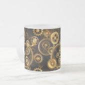 Naadloze Steampunk Brass Gears Matglas Koffiemok (Voorkant links)